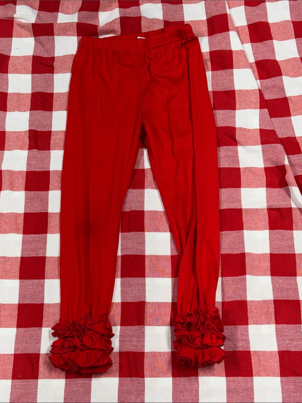 Red Ruffle Hem Girls' Leggings